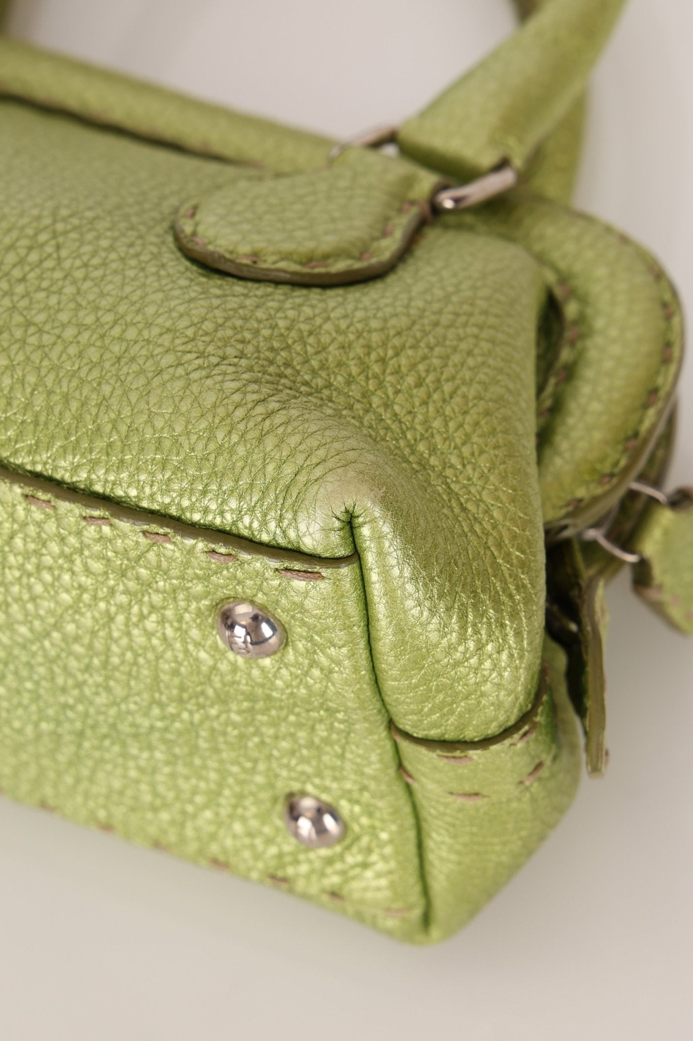 Rare Fendi Acid Green Metallic Adele Frame Bag - FashioNica