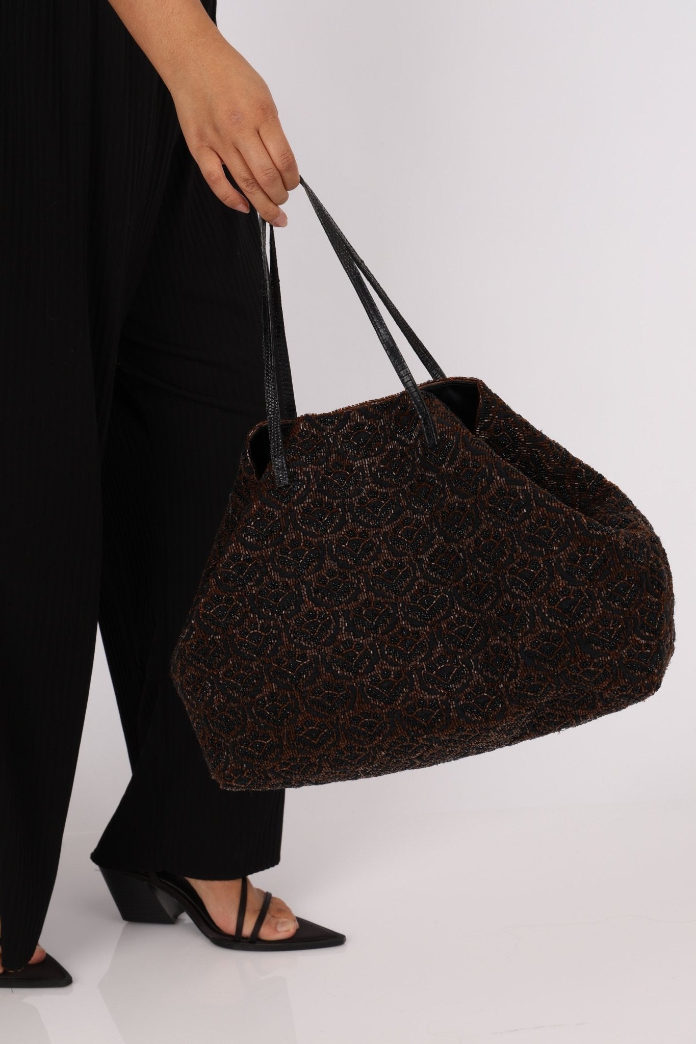 Rare Fendi Lizard Beaded Roll Tote - FashioNica