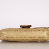Rare Fendi Metallic Gold Embroidered Whipstitch Zucca Baguette - FashioNica