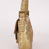 Rare Fendi Metallic Gold Embroidered Whipstitch Zucca Baguette - FashioNica