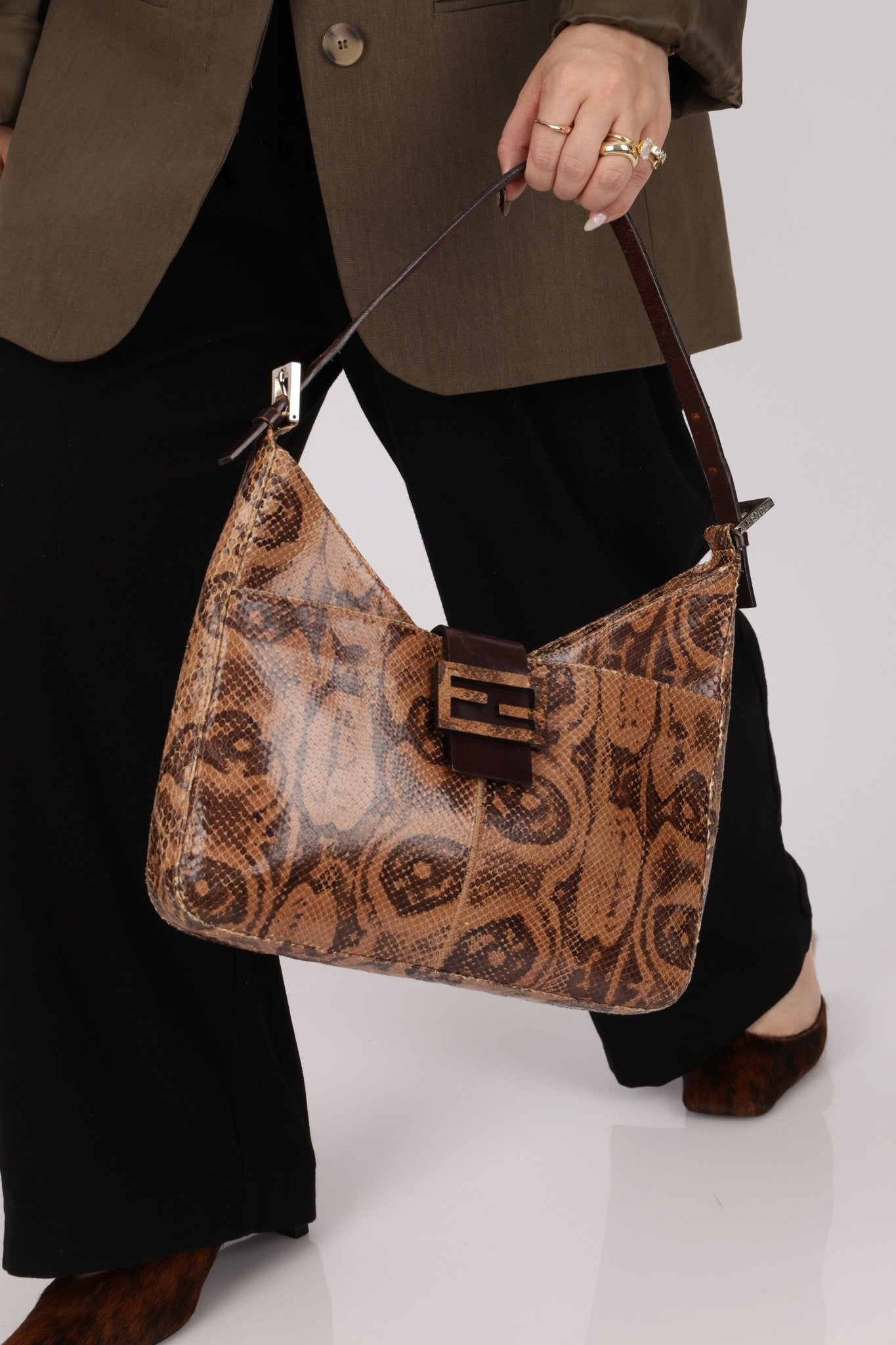 Rare Fendi Python Palmier Shoulder Bag - FashioNica
