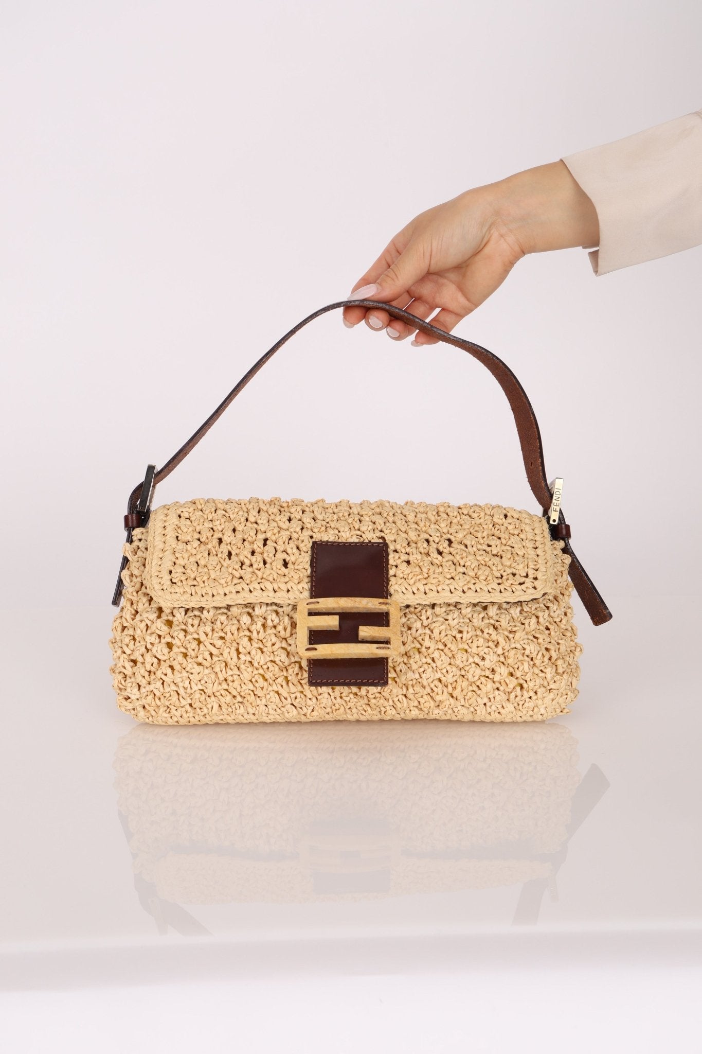 Rare Fendi Raffia & Marble Baguette - FashioNica