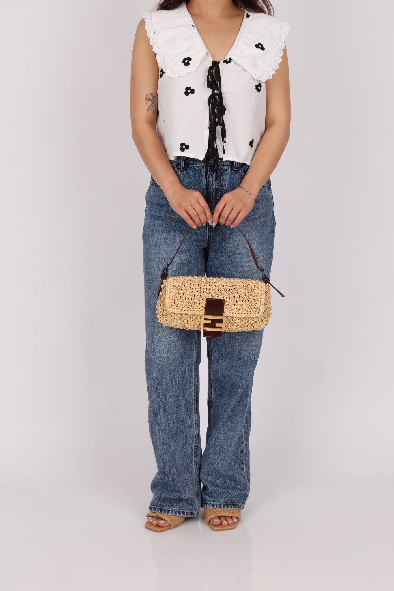 Rare Fendi Raffia & Marble Baguette - FashioNica