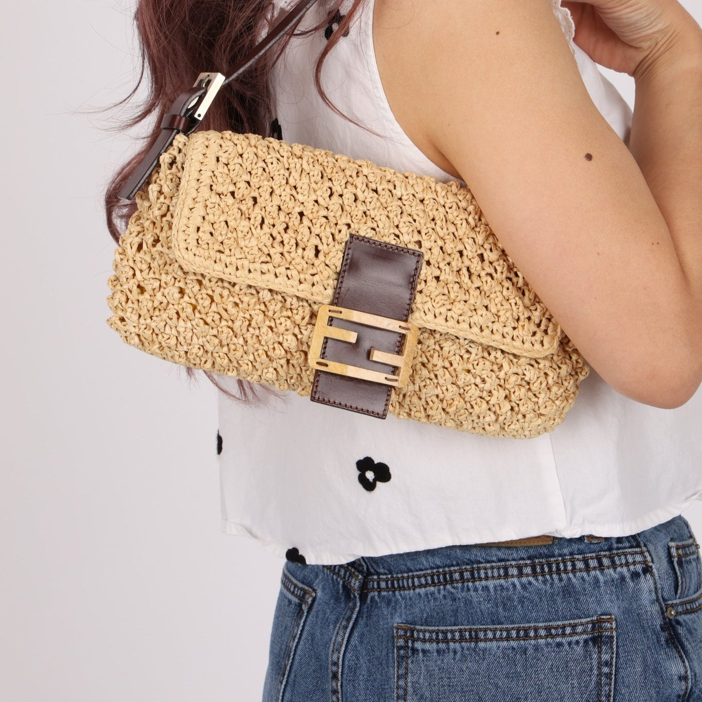 Rare Fendi Raffia & Marble Baguette - FashioNica