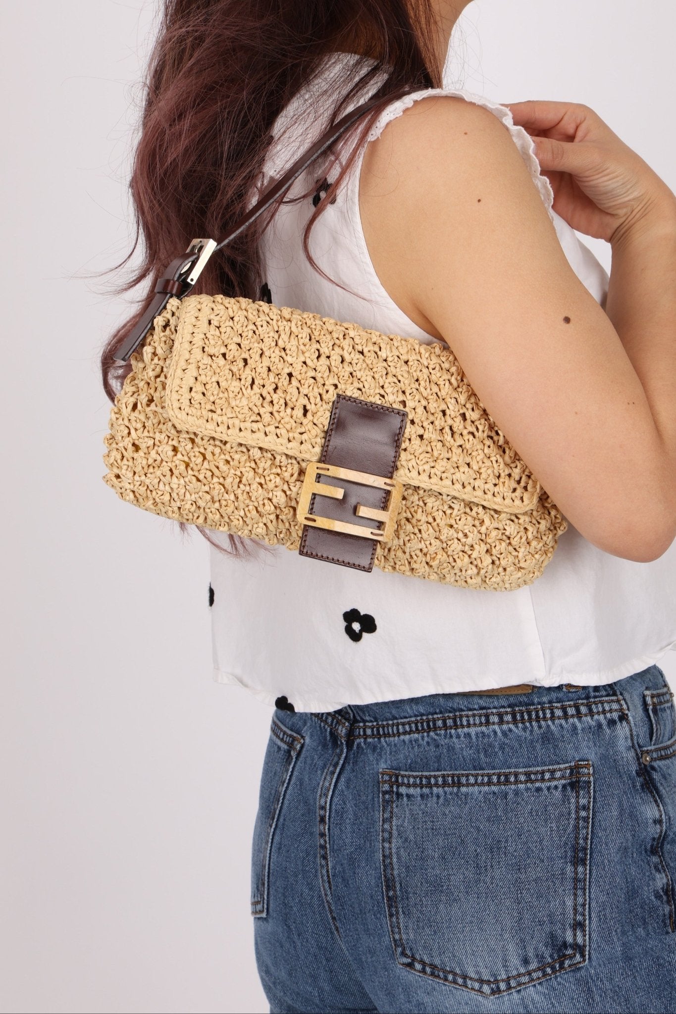 Rare Fendi Raffia & Marble Baguette - FashioNica