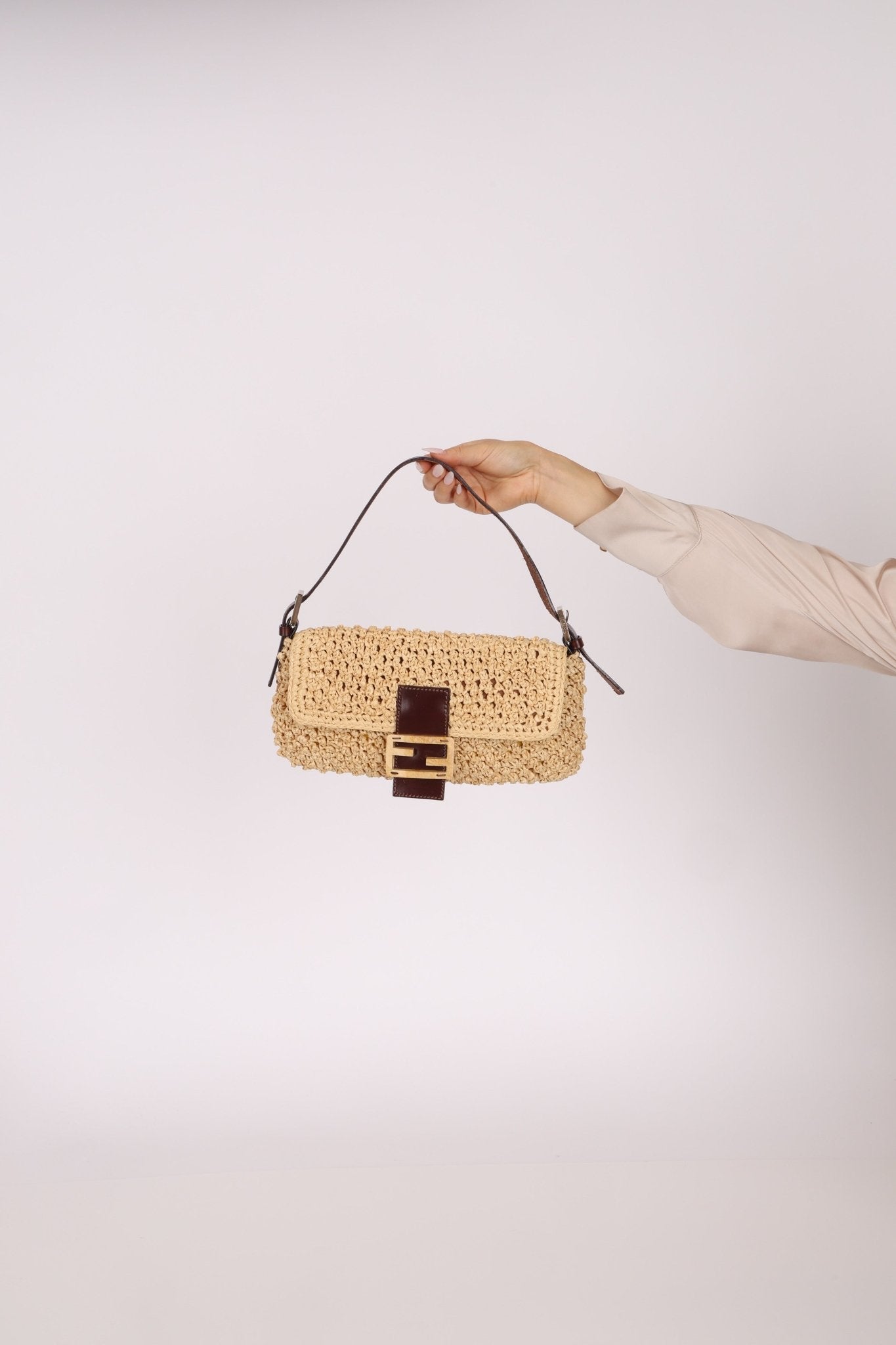 Rare Fendi Raffia & Marble Baguette - FashioNica
