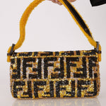 Rare Fendi Sequin Zucca Shearling Baguette - FashioNica