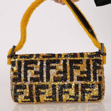 Rare Fendi Sequin Zucca Shearling Baguette - FashioNica