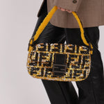 Rare Fendi Sequin Zucca Shearling Baguette - FashioNica