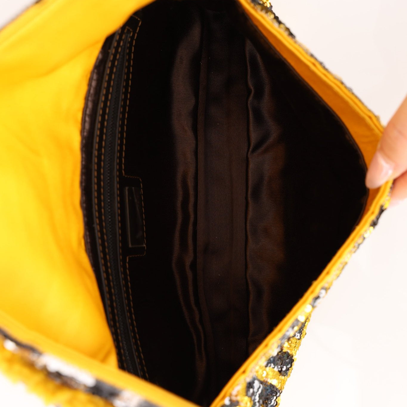 Rare Fendi Sequin Zucca Shearling Baguette - FashioNica