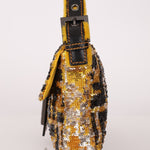 Rare Fendi Sequin Zucca Shearling Baguette - FashioNica