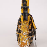 Rare Fendi Sequin Zucca Shearling Baguette - FashioNica