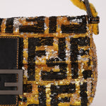 Rare Fendi Sequin Zucca Shearling Baguette - FashioNica