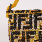 Rare Fendi Sequin Zucca Shearling Baguette - FashioNica