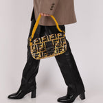 Rare Fendi Sequin Zucca Shearling Baguette - FashioNica