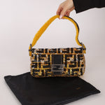 Rare Fendi Sequin Zucca Shearling Baguette - FashioNica