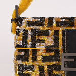 Rare Fendi Sequin Zucca Shearling Baguette - FashioNica