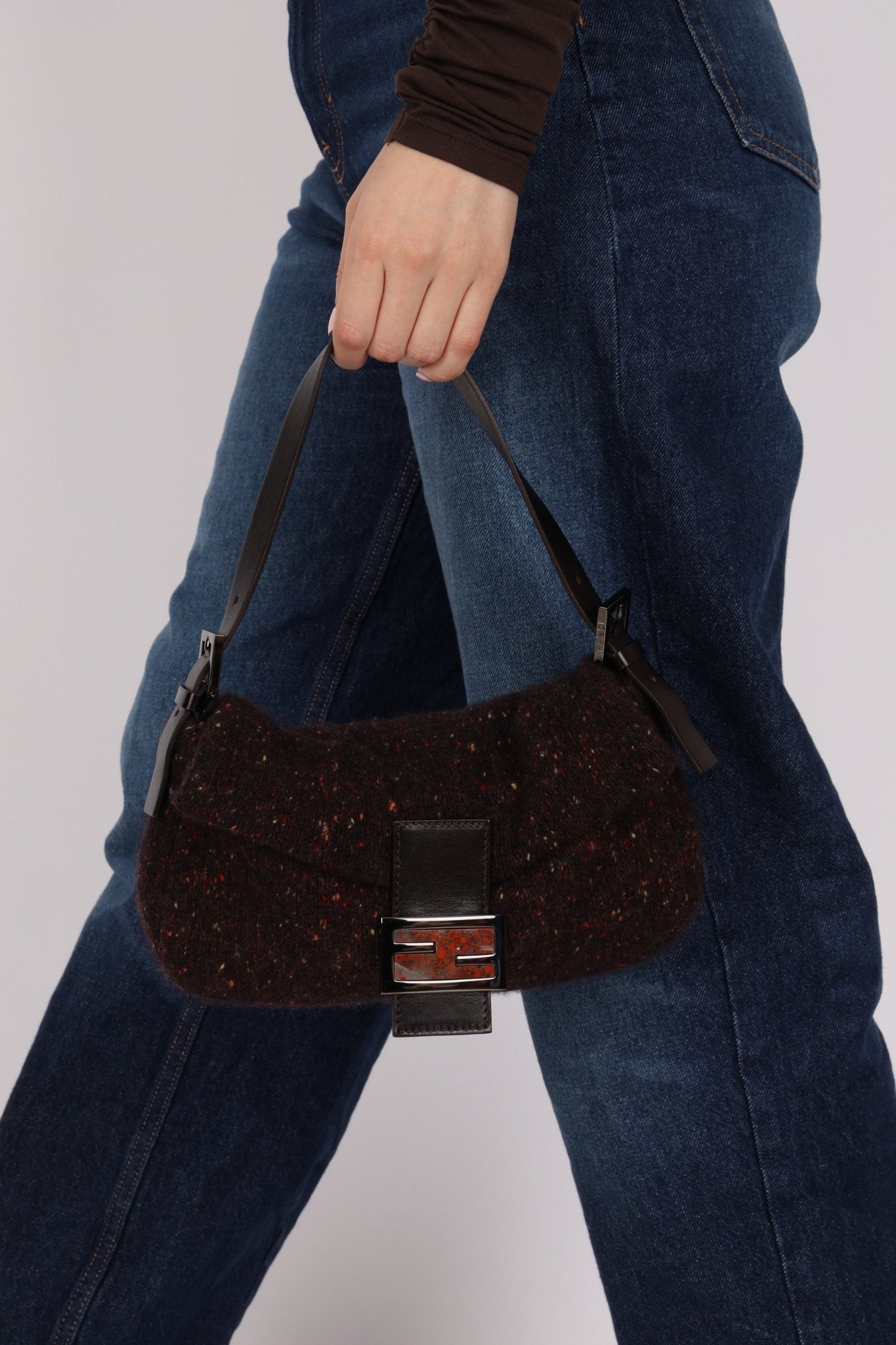 Rare Fendi Speckled Wool Baguette with Granite Stone - FashioNica