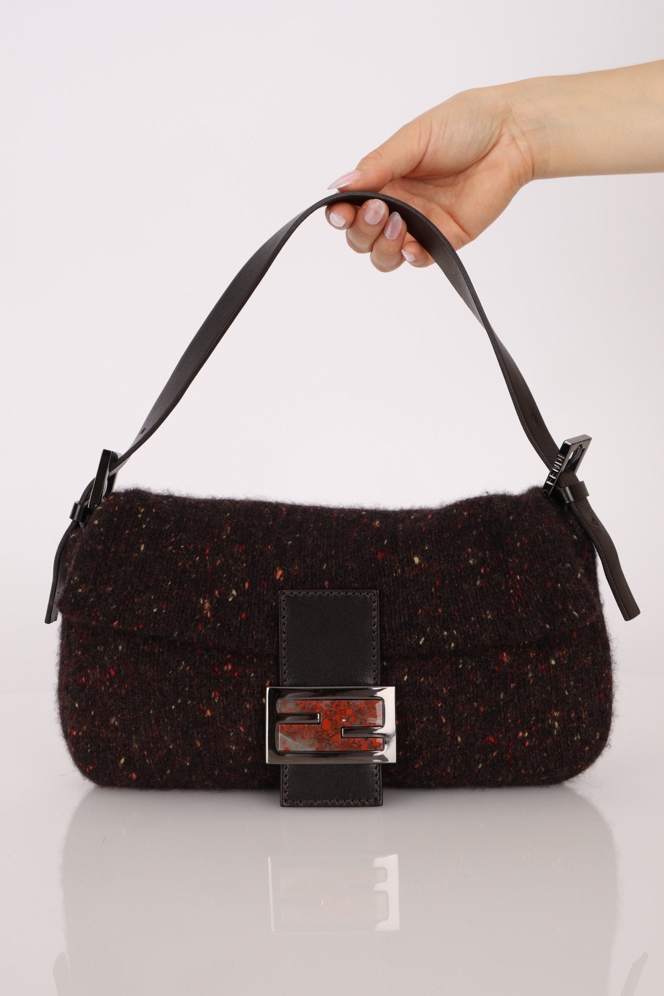 Rare Fendi Speckled Wool Baguette with Granite Stone - FashioNica