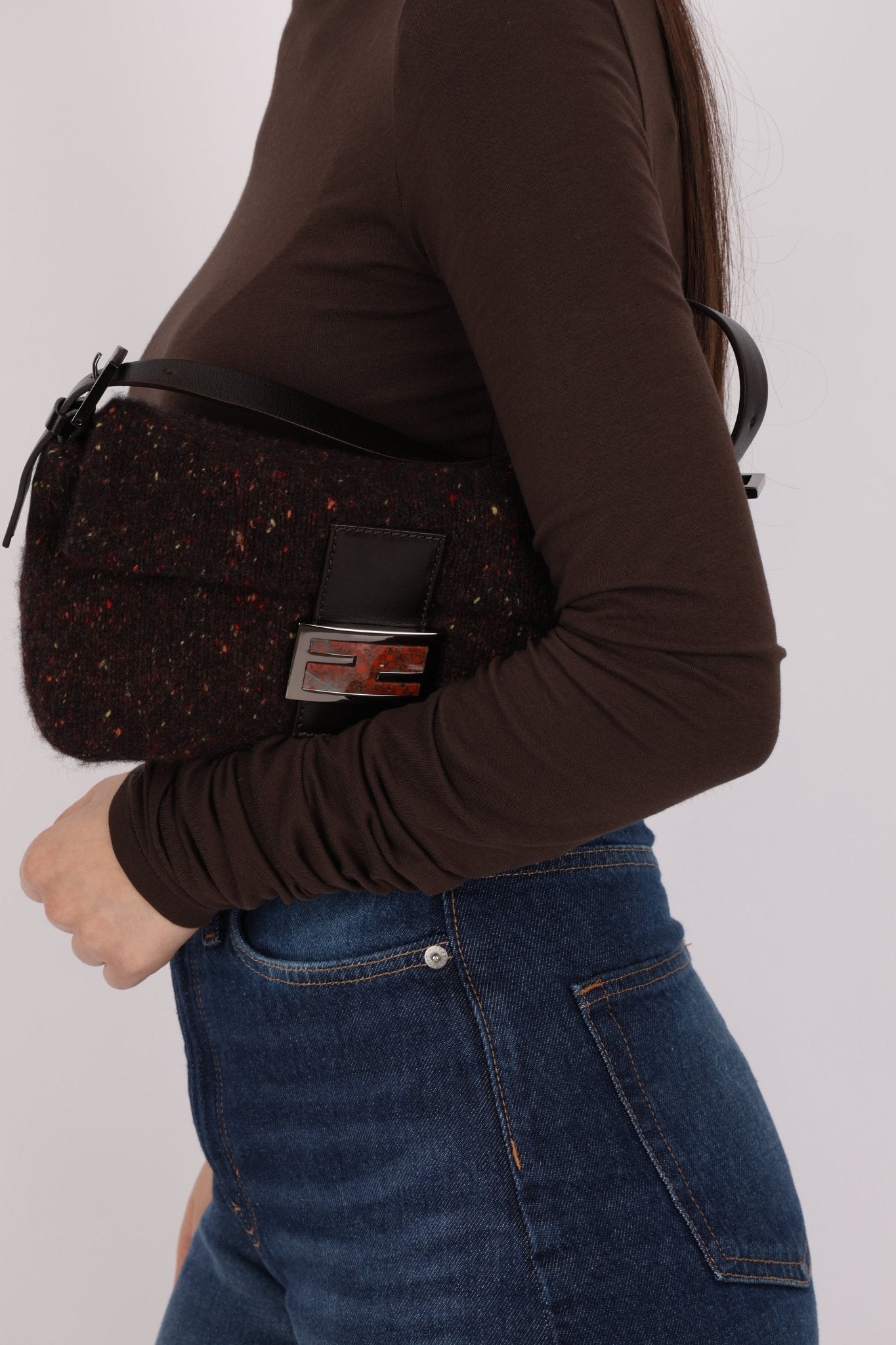 Rare Fendi Speckled Wool Baguette with Granite Stone - FashioNica