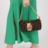 Rare Fendi Zucca Crystal Orchid Baguette - FashioNica