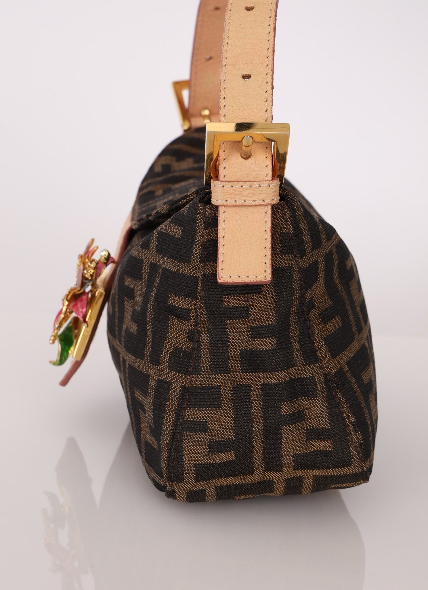 Rare Fendi Zucca Crystal Orchid Baguette - FashioNica