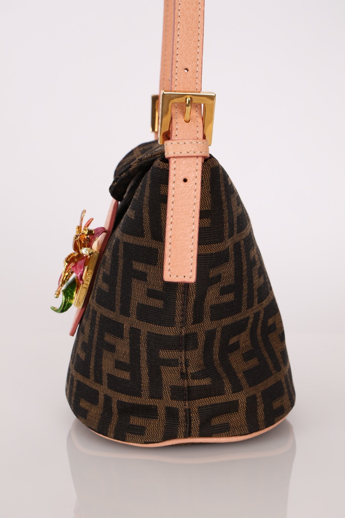 Rare Fendi Zucca Crystal Orchid Bucket Bag - FashioNica