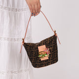 Rare Fendi Zucca Crystal Orchid Bucket Bag - FashioNica