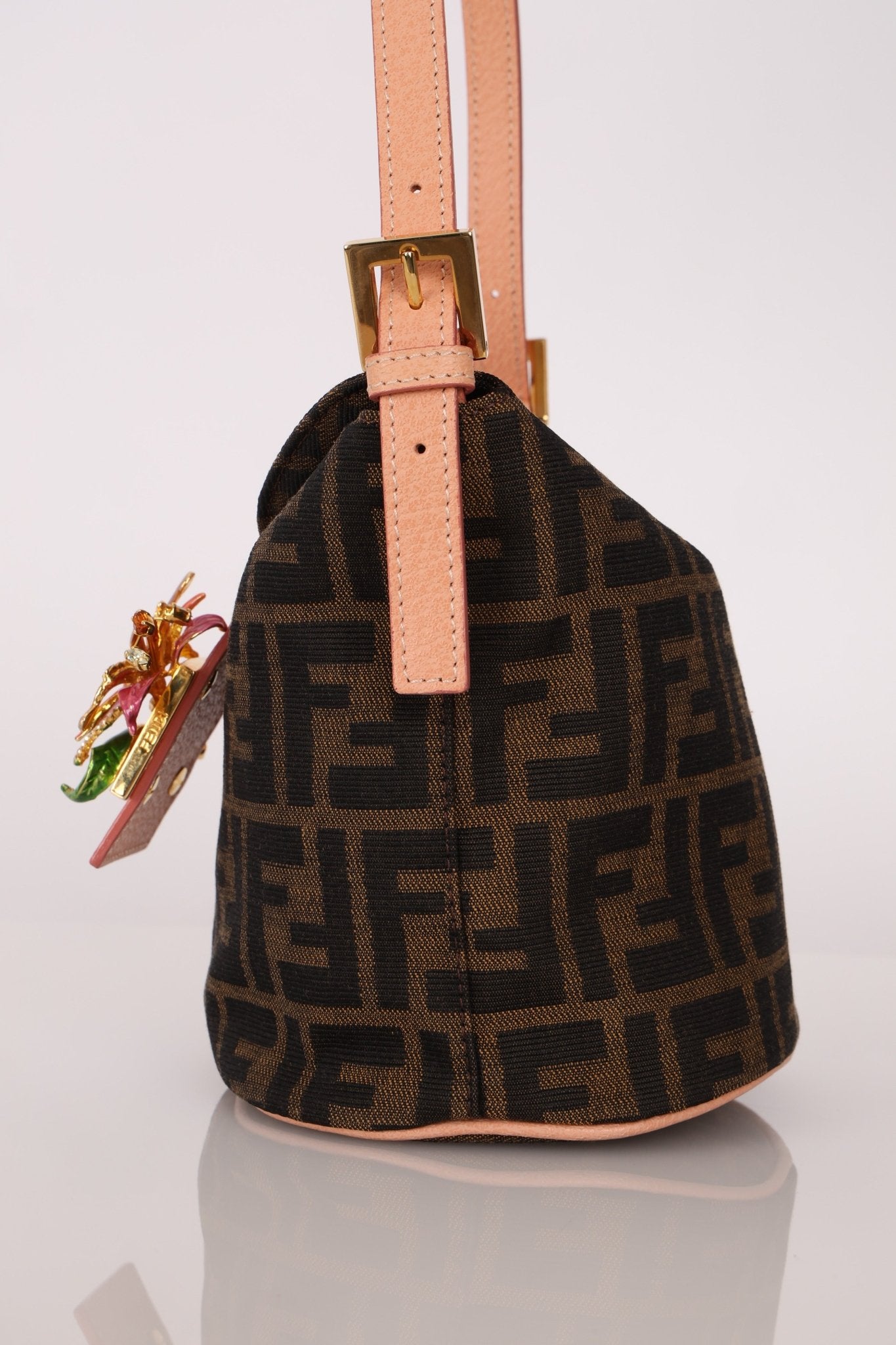 Rare Fendi Zucca Crystal Orchid Bucket Bag - FashioNica