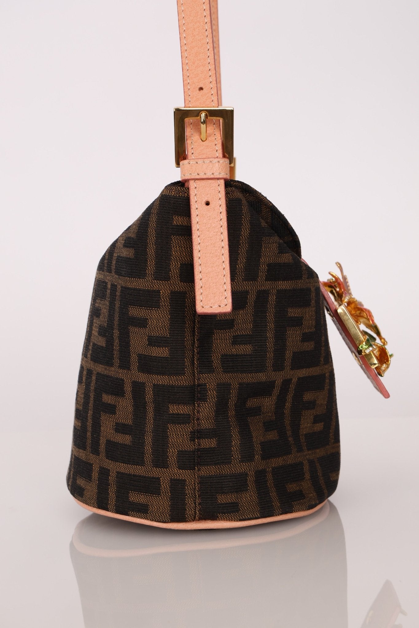 Rare Fendi Zucca Crystal Orchid Bucket Bag - FashioNica