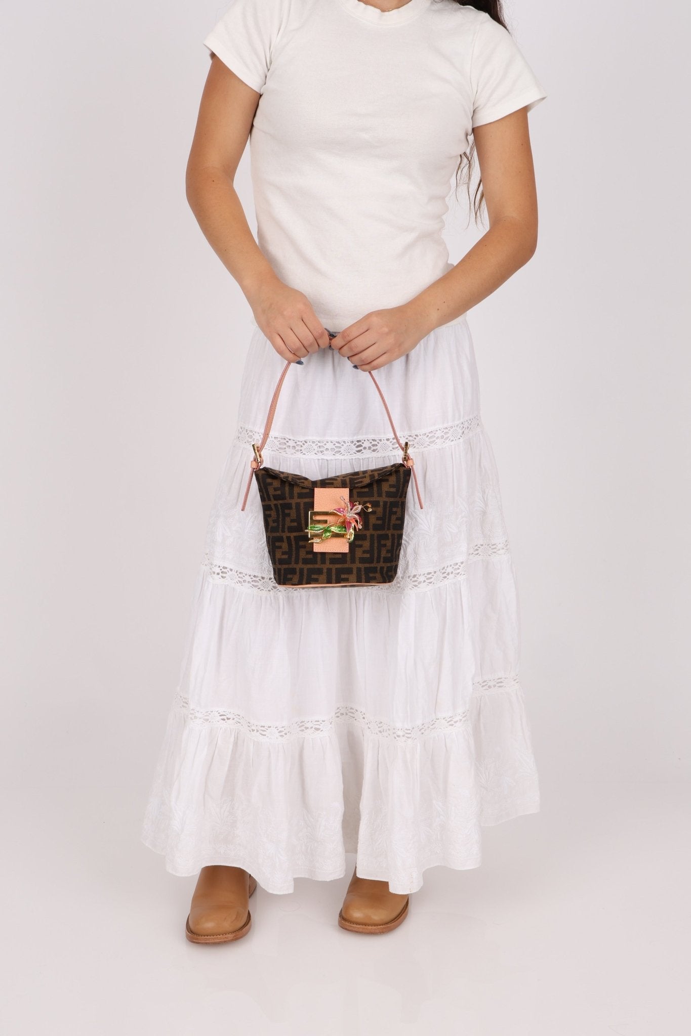 Rare Fendi Zucca Crystal Orchid Bucket Bag - FashioNica