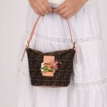 Rare Fendi Zucca Crystal Orchid Bucket Bag - FashioNica