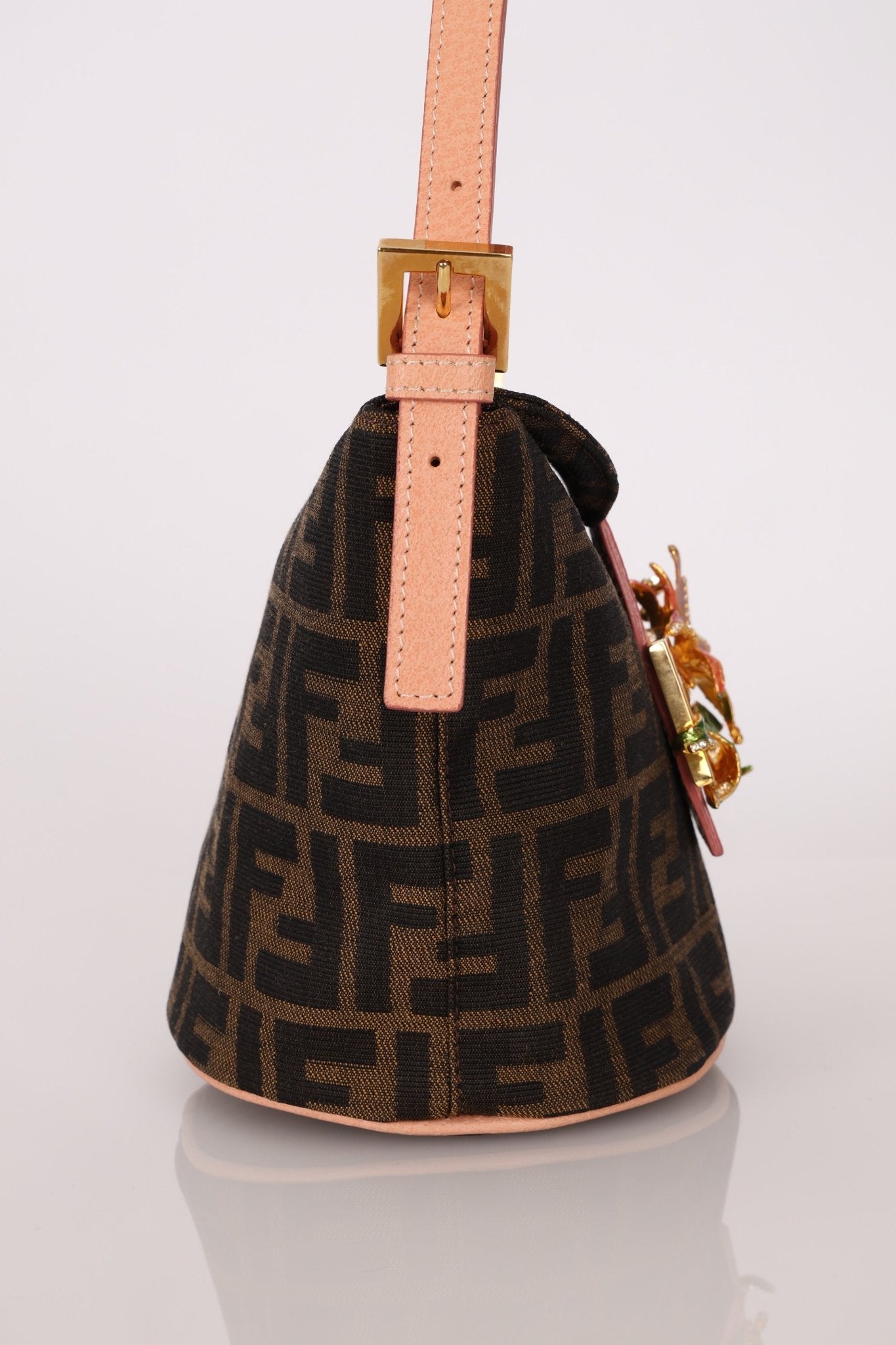 Rare Fendi Zucca Crystal Orchid Bucket Bag - FashioNica