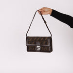 Rare Fendi Zucca Leather - Trimmed Baguette - FashioNica