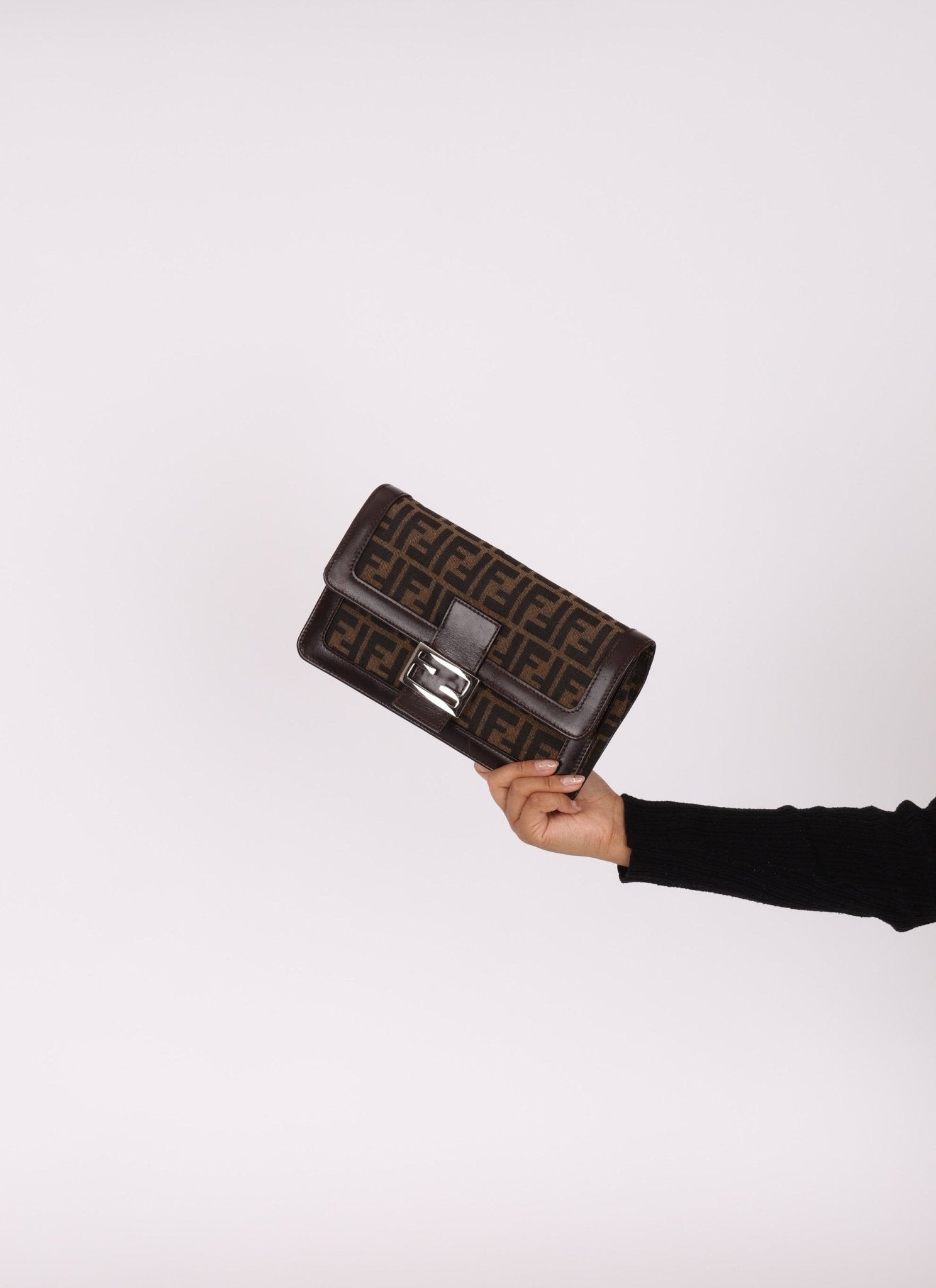 Rare Fendi Zucca Leather - Trimmed Baguette - FashioNica