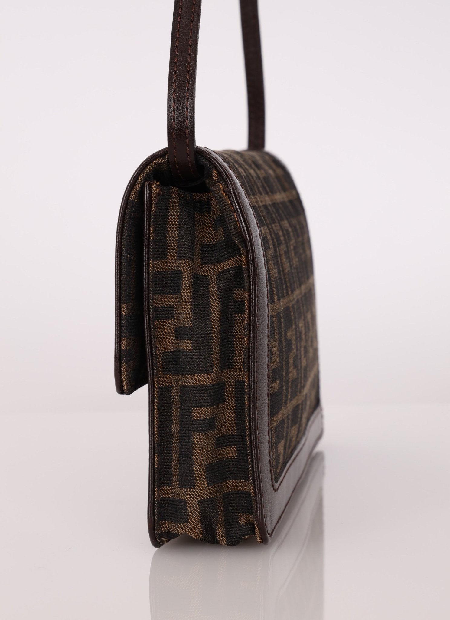 Rare Fendi Zucca Leather - Trimmed Baguette - FashioNica