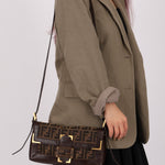 Rare Fendi Zucca Matte GHW Leather Edged Baguette - FashioNica