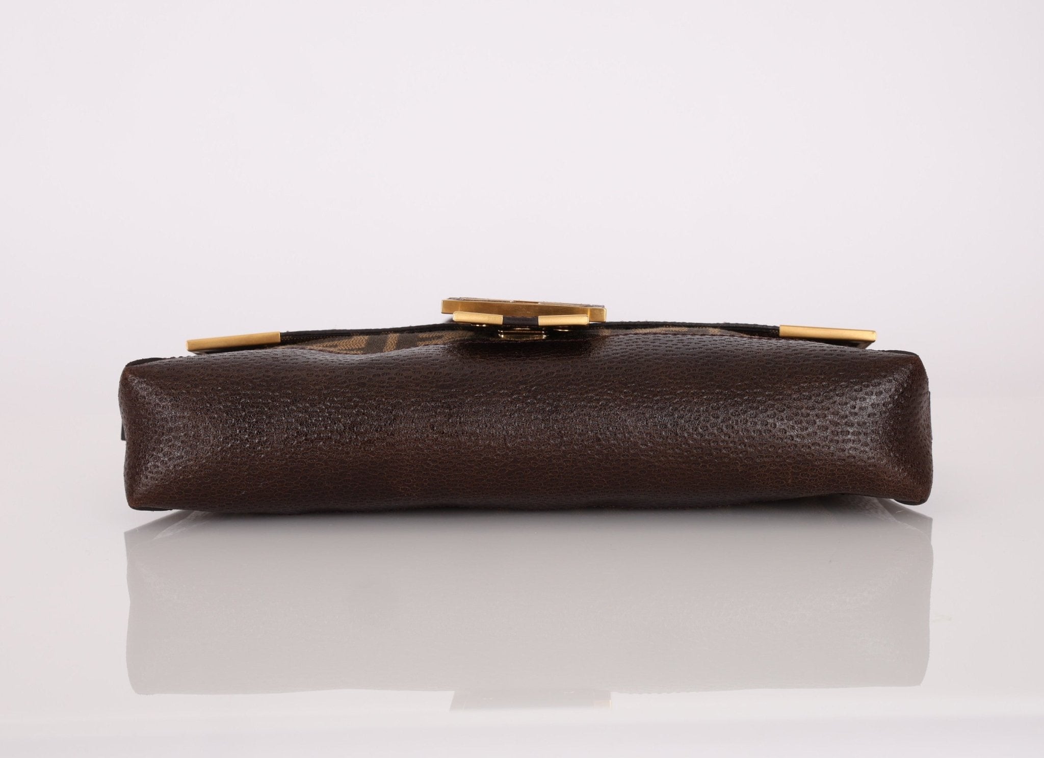 Rare Fendi Zucca Matte GHW Leather Edged Baguette - FashioNica