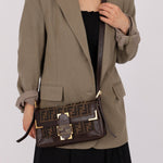 Rare Fendi Zucca Matte GHW Leather Edged Baguette - FashioNica