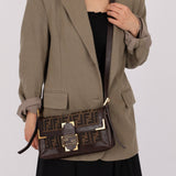 Rare Fendi Zucca Matte GHW Leather Edged Baguette - FashioNica