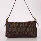 Rare Fendi Zucca Matte GHW Leather Edged Baguette - FashioNica