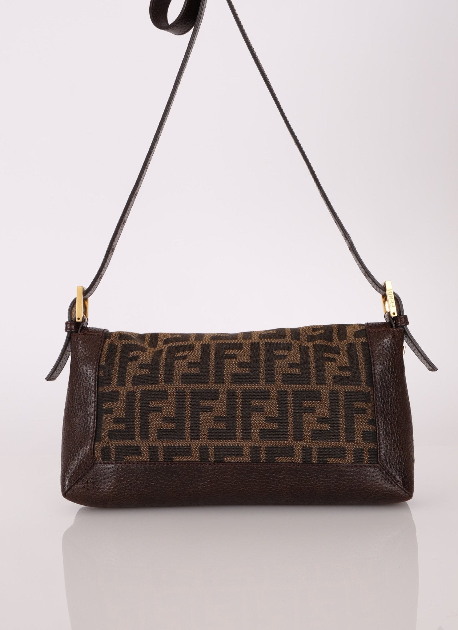 Rare Fendi Zucca Matte GHW Leather Edged Baguette - FashioNica