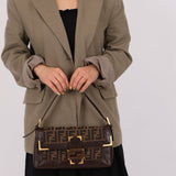 Rare Fendi Zucca Matte GHW Leather Edged Baguette - FashioNica