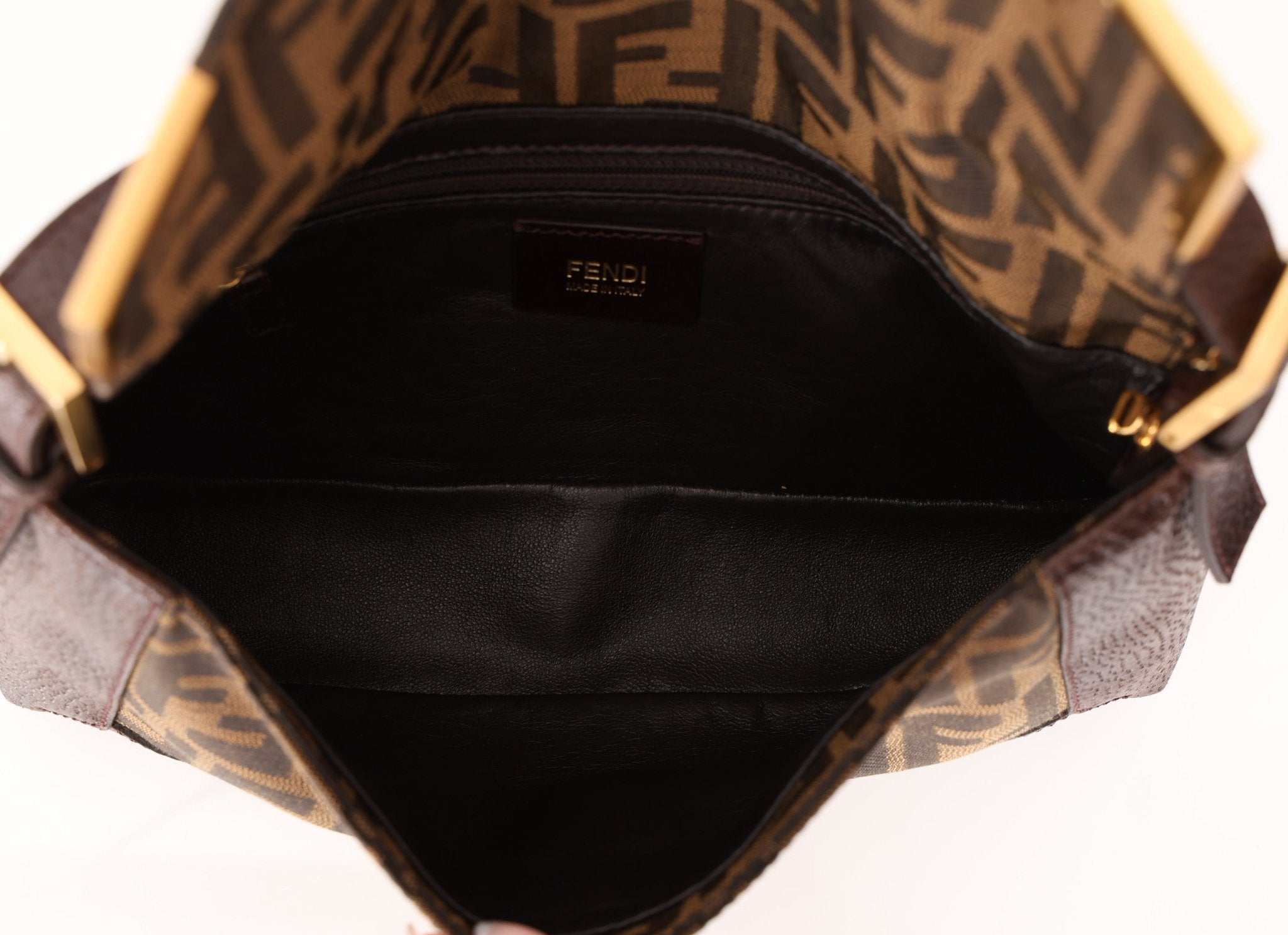 Rare Fendi Zucca Matte GHW Leather Edged Baguette - FashioNica