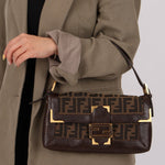 Rare Fendi Zucca Matte GHW Leather Edged Baguette - FashioNica