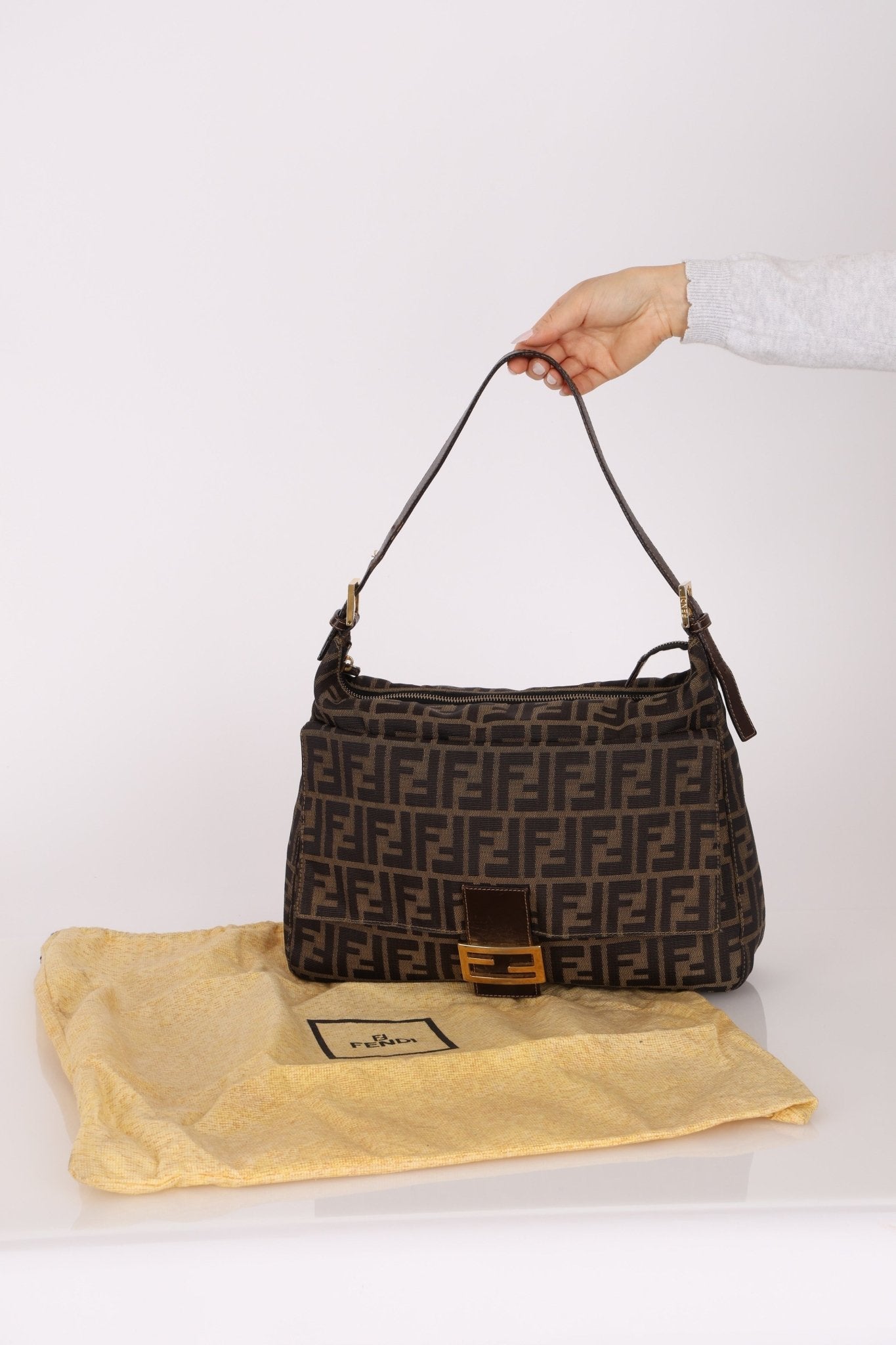 Rare Fendi Zucca Zip Mamma Baguette GHW - FashioNica