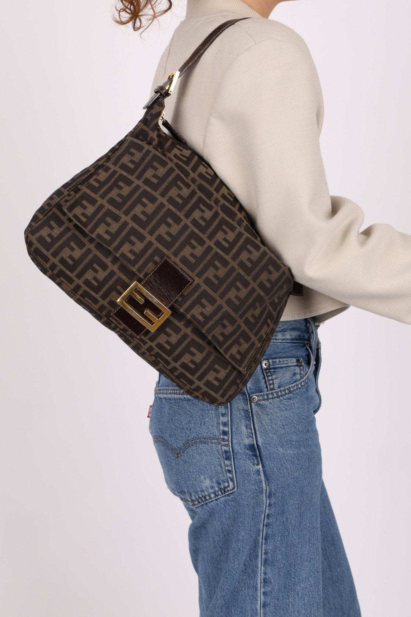 Rare Fendi Zucca Zip Mamma Baguette GHW - FashioNica