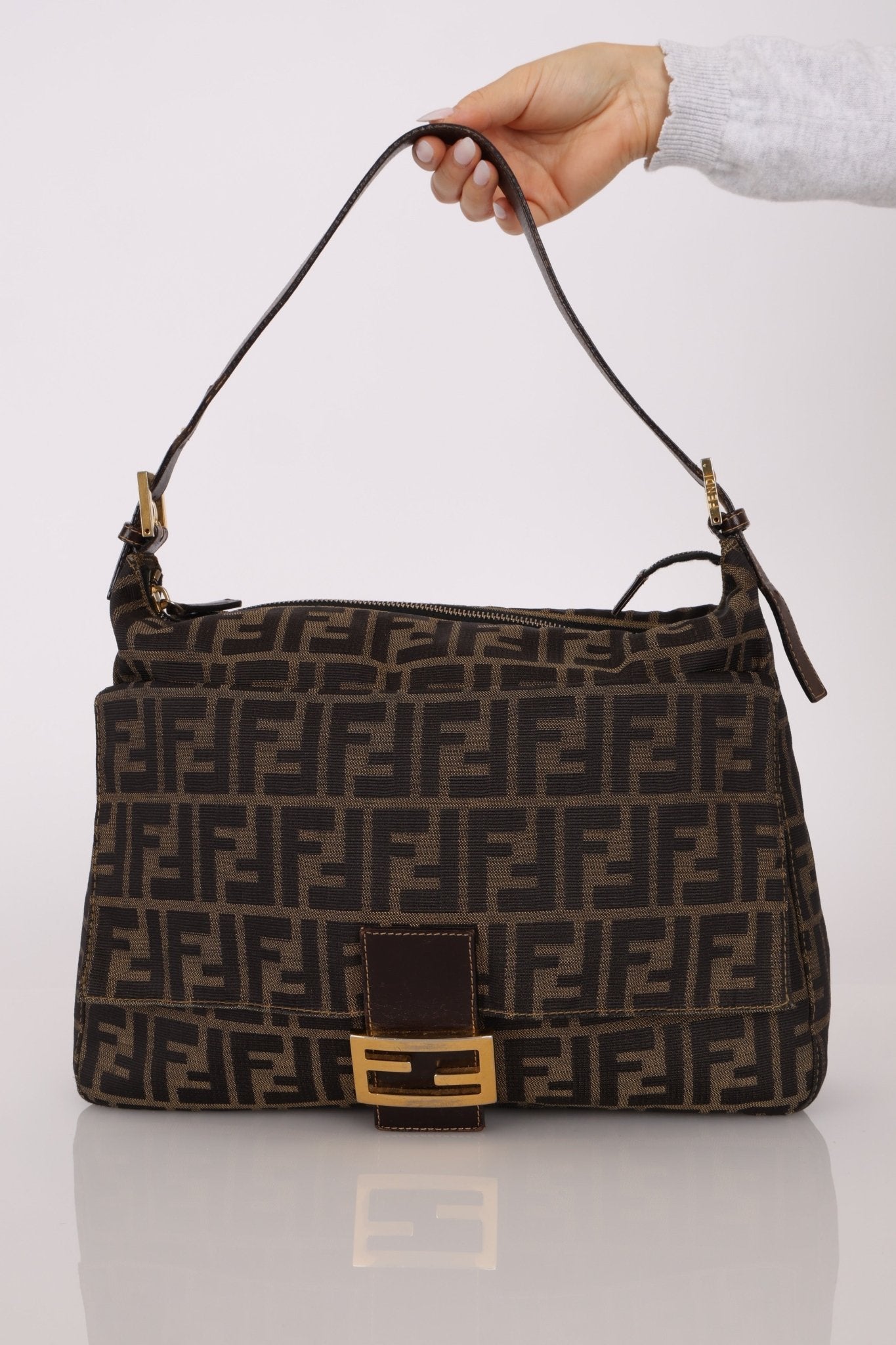 Rare Fendi Zucca Zip Mamma Baguette GHW - FashioNica