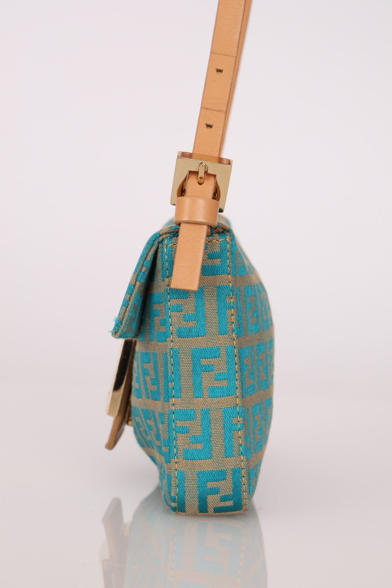 Rare Fendi Zucchino Turquoise Mini Baguette GHW - FashioNica