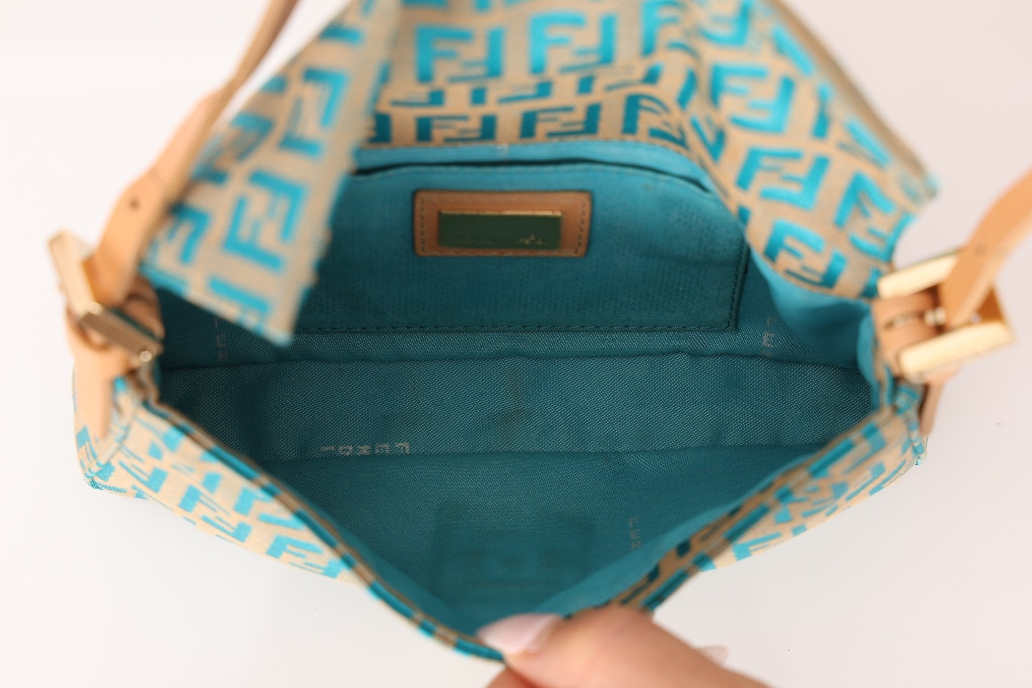 Rare Fendi Zucchino Turquoise Mini Baguette GHW - FashioNica